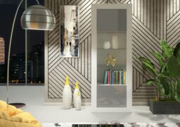Rackhams Modern Display Cabinet 170cm – White Body & Grey Gloss Doors - 170 - MDF/Chipboard - 1 - thumbnail 6