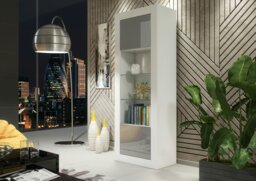Rackhams Modern Display Cabinet 170cm – White Body & Grey Gloss Doors - 170 - MDF/Chipboard - 1 - thumbnail 5