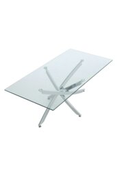 Rackhams 120 cm W x 60 cm D Rectangle Clear Tempered Glass Top Coffee Table with Chrome Legs - Clear - thumbnail 5