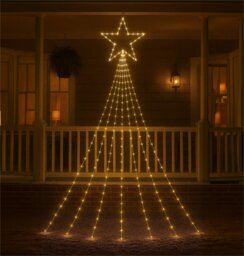 Rackhams 3.5m Waterfall 2D Christmas Tree with Warm White LEDs, Star Top, 10% Twinkle, Timer