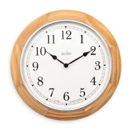 Rackhams Winchester Wall Clock Quartz Crafted Light Wood Domed Glass Lens - Light Wood - thumbnail 1