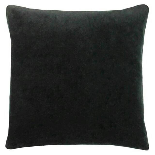 Rackhams Solo Velvet Square Cushion Cover - Black - One Size - Black - 100% Cotton - image 1