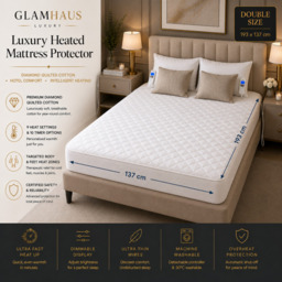 Rackhams Double Size Electric Blanket - Fitted Mattress Bed Cover - White Diamond Quilted - Settings for Feet and Body, Timer - thumbnail 2