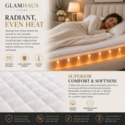 Rackhams Double Size Electric Blanket - Fitted Mattress Bed Cover - White Diamond Quilted - Settings for Feet and Body, Timer - thumbnail 6