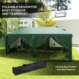 Rackhams 3 x 6m Pop-Up Gazebo, with Curtain Walls and Windows - Dark Green - thumbnail 5