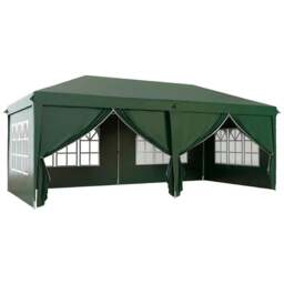 Rackhams 3 x 6m Pop-Up Gazebo, with Curtain Walls and Windows - Dark Green - thumbnail 1