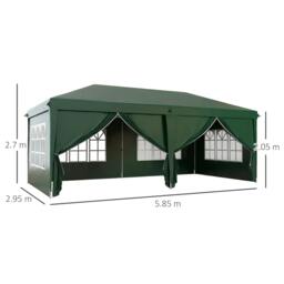 Rackhams 3 x 6m Pop-Up Gazebo, with Curtain Walls and Windows - Dark Green - thumbnail 3