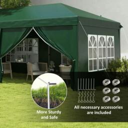 Rackhams 3 x 6m Pop-Up Gazebo, with Curtain Walls and Windows - Dark Green - thumbnail 6