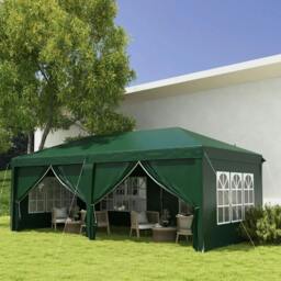 Rackhams 3 x 6m Pop-Up Gazebo, with Curtain Walls and Windows - Dark Green - thumbnail 2