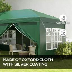 Rackhams 3 x 6m Pop-Up Gazebo, with Curtain Walls and Windows - Dark Green - thumbnail 4