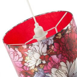 Rackhams Classic Red Lilac and Pink Chrysanthemum Japanese Style Lamp Shade - thumbnail 5