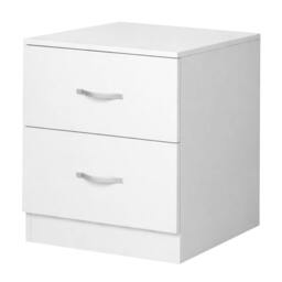 Rackhams Bedside Table With 2 Drawer Metal Handles Runners White Bedroom Cabinet