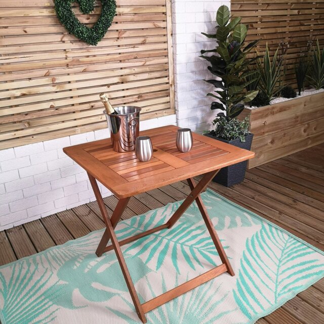Rackhams Windermere Outdoor 4 Person Folding Square Wooden Table - image 1