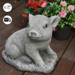 Rackhams Adorable Stone Cast Babe Pig Garden Ornament - thumbnail 2