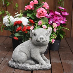 Rackhams Adorable Stone Cast Babe Pig Garden Ornament - thumbnail 5
