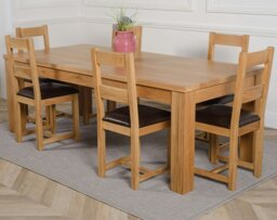 Rackhams Dakota Extra Large Oak Dining Table with Lincoln Oak Chairs - Natural Oak - 8 chairs - thumbnail 2