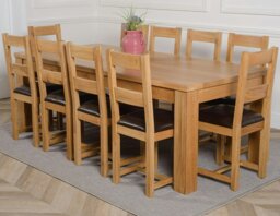 Rackhams Dakota Extra Large Oak Dining Table with Lincoln Oak Chairs - Natural Oak - 8 chairs - thumbnail 3