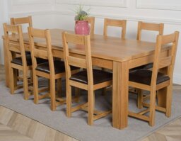 Rackhams Dakota Extra Large Oak Dining Table with Lincoln Oak Chairs - Natural Oak - 8 chairs - thumbnail 1
