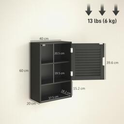 Rackhams Bathroom Cabinet, Wall Mounted Cabinet with Adjustable Shelves - Grey - thumbnail 4