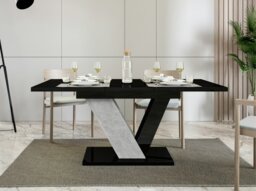 Rackhams Retro Container Store Extendable Dining Table for 6 People DUBAI Black Gloss Stone Effect - thumbnail 2