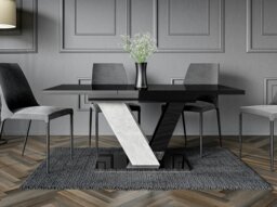 Rackhams Retro Container Store Extendable Dining Table for 6 People DUBAI Black Gloss Stone Effect - thumbnail 4