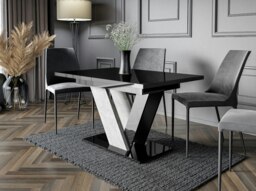 Rackhams Retro Container Store Extendable Dining Table for 6 People DUBAI Black Gloss Stone Effect - thumbnail 3
