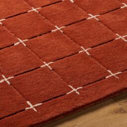 Rackhams Brook-Hand Tufted Terracotta Beige Wool Modern Fringe Rug - 183 x 274 cm - thumbnail 3