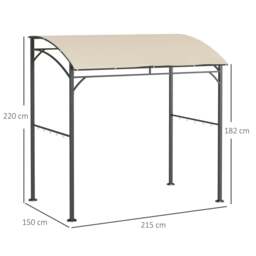 Rackhams 2.2 x 1.5 m BBQ Grill Gazebo Tent, Garden Grill with Metal Frame, Curved Canopy and 10 Hooks, Outdoor Sun Shade, Beige - thumbnail 3