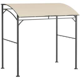 Rackhams 2.2 x 1.5 m BBQ Grill Gazebo Tent, Garden Grill with Metal Frame, Curved Canopy and 10 Hooks, Outdoor Sun Shade, Beige - thumbnail 1