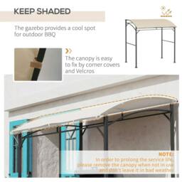 Rackhams 2.2 x 1.5 m BBQ Grill Gazebo Tent, Garden Grill with Metal Frame, Curved Canopy and 10 Hooks, Outdoor Sun Shade, Beige - thumbnail 4