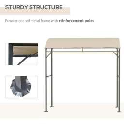 Rackhams 2.2 x 1.5 m BBQ Grill Gazebo Tent, Garden Grill with Metal Frame, Curved Canopy and 10 Hooks, Outdoor Sun Shade, Beige - thumbnail 6