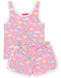 Rackhams Barbie Girls Pink 2 Piece Towelling Co-ord - 9-10 Years - thumbnail 1