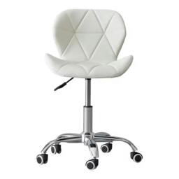 Rackhams Adjustable Lift Leather Office Chair 360° Swivel Computer Desk Chair - White - PU+Metal - thumbnail 4