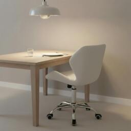 Rackhams Adjustable Lift Leather Office Chair 360° Swivel Computer Desk Chair - White - PU+Metal - thumbnail 5