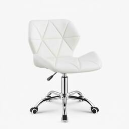 Rackhams Adjustable Lift Leather Office Chair 360° Swivel Computer Desk Chair - White - PU+Metal - thumbnail 6