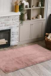 Rackhams Luxury Fur Pink Shaggy Rug – Ultra-Soft Geometric - 70X90 cm - thumbnail 6
