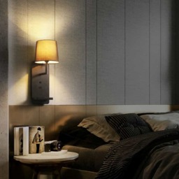 Rackhams 4 Watt Black Reading Wall Light For Bedroom - USB & Wireless Charging - thumbnail 3