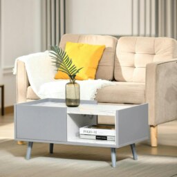 Rackhams Faux Marble Coffee Table With Storage Shelf and Drawer Grey - thumbnail 2