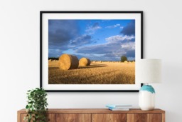 Rackhams Hay Bale Landscape - Framed Print 30 x 20 inch