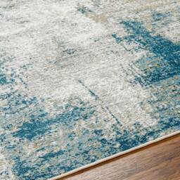 Rackhams San Francisco-Abstract Blue Grey Yellow Modern Marble Rug - 120 x 170 cm - thumbnail 3
