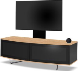 "Rackhams Caru Black Oak Beam-Thru Remote Friendly Super-Contemporary D Shape Design 32""-65"" LED/OLED/LCD TV Cabinet with Mounting Arm" - thumbnail 3