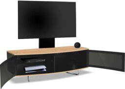 "Rackhams Caru Black Oak Beam-Thru Remote Friendly Super-Contemporary D Shape Design 32""-65"" LED/OLED/LCD TV Cabinet with Mounting Arm" - thumbnail 5