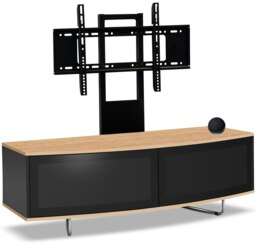 "Rackhams Caru Black Oak Beam-Thru Remote Friendly Super-Contemporary D Shape Design 32""-65"" LED/OLED/LCD TV Cabinet with Mounting Arm" - thumbnail 2