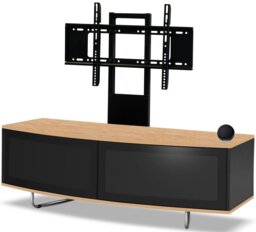 "Rackhams Caru Black Oak Beam-Thru Remote Friendly Super-Contemporary D Shape Design 32""-65"" LED/OLED/LCD TV Cabinet with Mounting Arm" - thumbnail 4