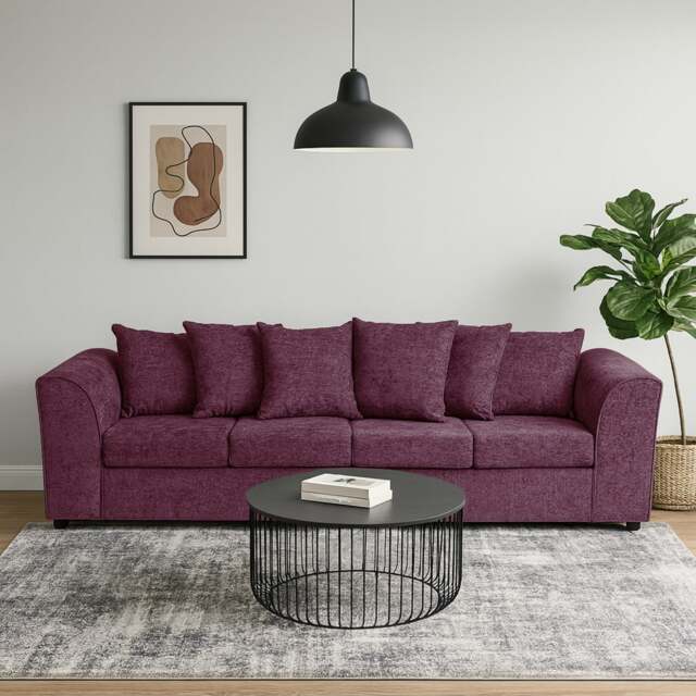 Rackhams Monaco Chenille Fabric 4 Seater Sofa - Purple - image 1
