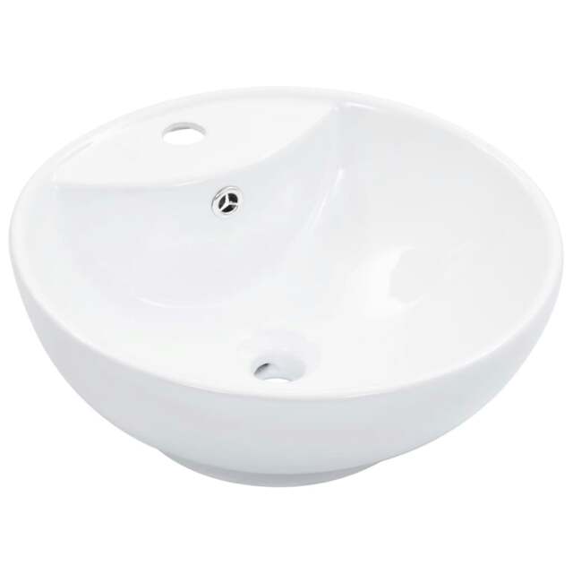 Rackhams Wash Basin with Overflow 46.5x18 cm Ceramic White - image 1