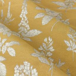 Rackhams Nature Sophia Jacquard Floral Eyelet Curtains - Gold - 229cm x 137cm - Gold - 100% Polyester - thumbnail 3