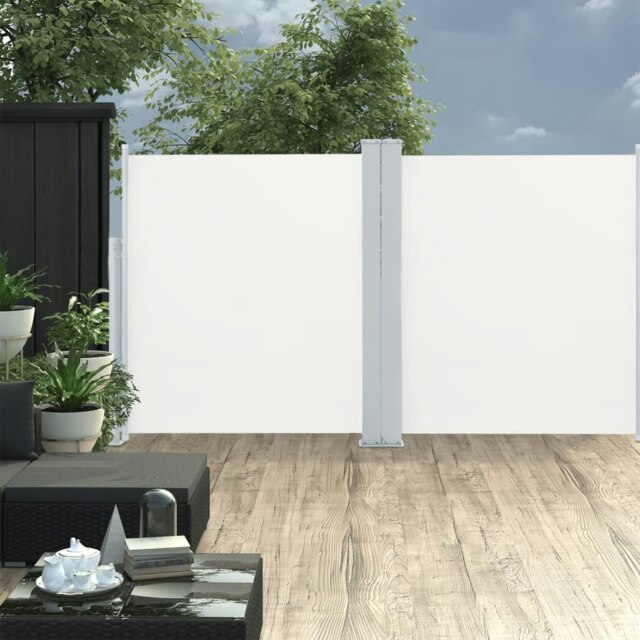 Rackhams Patio Retractable Double Side Awning 170x600 cm Cream - Cream - Fabric with PU coating + powder coated steel cover