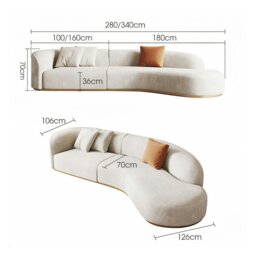 Rackhams Welby Three Seater, Four Seater Curved Sofa, Velevt - Right Hand Facing - Four Seater 340cm - thumbnail 5