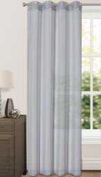 Rackhams Riva Eyelet Voile Panel - 150cm x 137cm - Grey - thumbnail 1